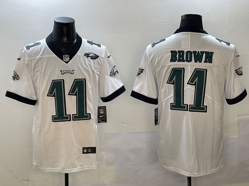 Men Philadelphia Eagles #11 Brown White Second generations 2025 Nike Vapor Limited NFL Jersey style 4->philadelphia eagles->NFL Jersey